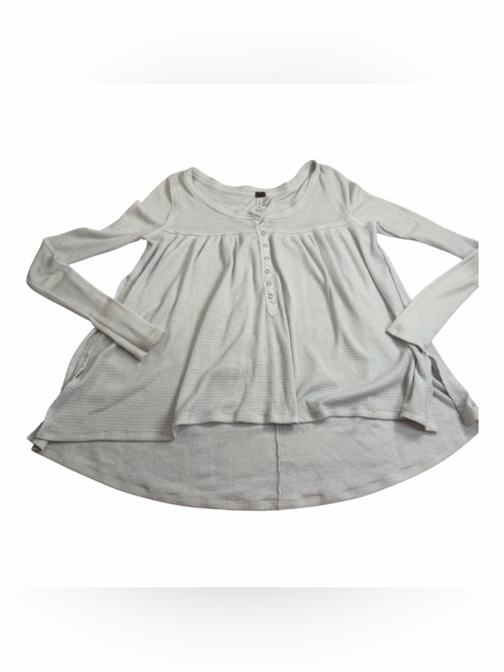 Free People “We The Free” Off White Waffle Henley Long Sleeve Top. Size PS.